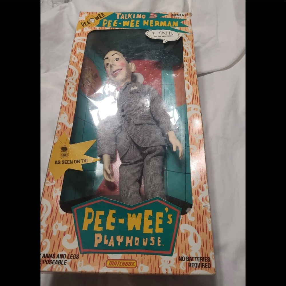 1987 VINTAGE MATCHBOX TALKING 17” PEE-WEE HERMAN DOLL WITH BOX